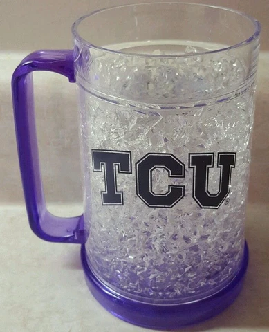 TCU HORNED FROGS Mug Crystal Freezer Glass Dual Sided Design Texas Christian New Cover