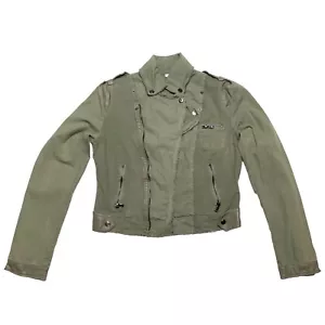 Chaqueta de motocicleta con cable New York con borde de cuero - verde | pequeña - Imagen 1 de 14