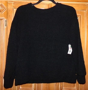 NWT $49 WONDERLY WOMENS SIZE L BLACK POPCORN PULLOVER ROUND NECK SWEATER - Picture 1 of 2