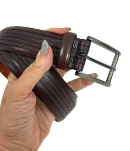 Trafalgar Bentley Herren Gürtel 38 dunkelbraun Leder silberfarbene Schnalle 1,5" breit - Bild 1 von 23