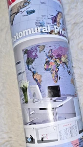  Fotomural Mapa del Mundo Póster Gigante 8 pies 10 pulgadas x 6 pies 2 pulgadas Nuevo - Imagen 1 de 21