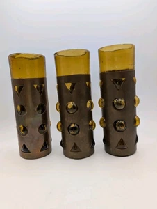 Hi Ball Glasses Felipe Derflingher Caged Imprisoned Amber Brutalist MCM Mexico - Picture 1 of 12