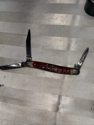 Faca de bolso vintage Schrade Walden NY EUA 3 lâminas cabo de veado modelo 308 - Imagem 1 de 4