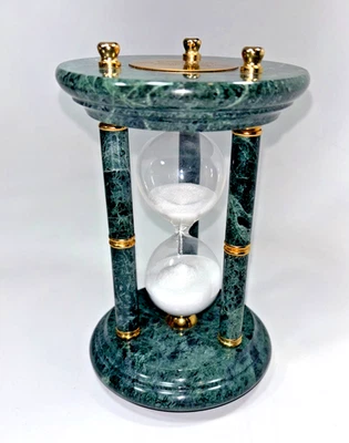 Oracle 1999 App Creation Employee Award 7" Hourglass Timer Gold & Marble Vintage - Image 1 of 4