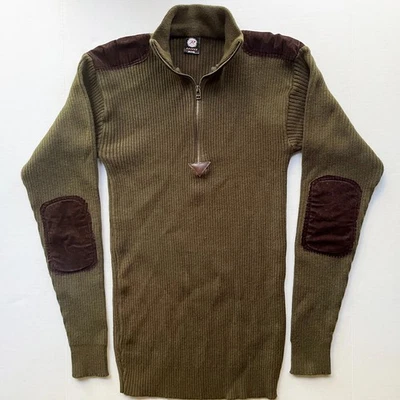 ROTHCO Quarter Zip Commando Sweater Mens 3XL Olive Acrylic Elbow Shoulder Patch - Image 1 of 4