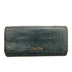 Cartera MIU MIU Logo Cuero Repujado Larga Doble Plegable Azul/2BG2399 - Imagen 1 de 8
