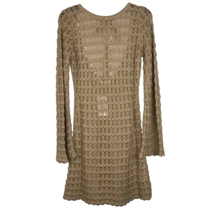 NWT 12th Tribe Crochet Look Sweater Dress Open Back Open Knit Long Sleeve Small - Picture 1 of 8