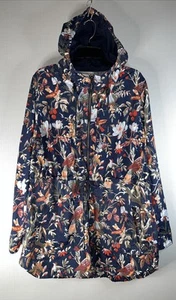 Columbia Navy Blue Flowers Plants Birds Parka Drawstring Zip Jacket Size XL - Bild 1 von 14