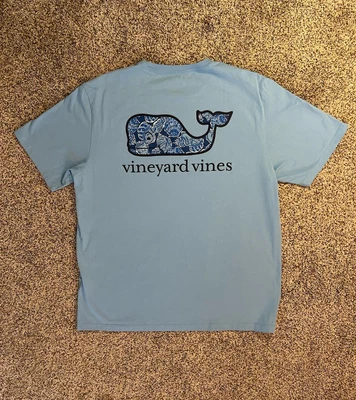 Vineyard Vines Men’s Seashell Whale T-Shirt/Tee With Pocket Blue Size L - Image 1 of 4