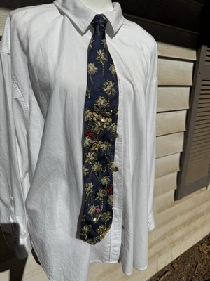 Corbata de vacaciones azul marino palmeras Foto 1 de 4