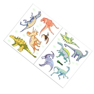 2 Sheets Luminous Dinosaur Wall Sticker Baby Child Cartoon Decal - Picture 1 of 12