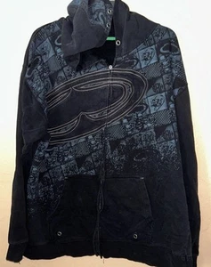 Vintage SRH Hoodie Mens Full Zip Grunge Y2k Black Skate Skulls - Picture 1 of 24