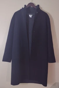 Brooks 346 Wool Blend Overcoat Sz Medium Black 37.5" Long hooded jacket MODERN - Picture 1 of 5