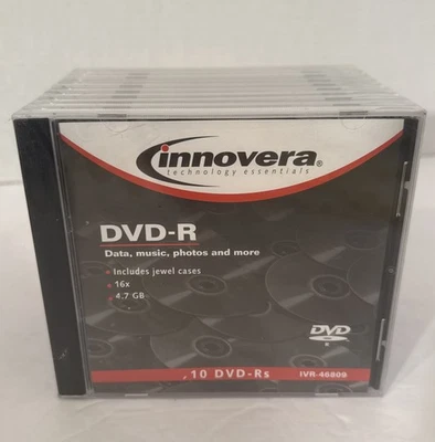 Innovers 10 Pack DVD+R Blank Discs in Jewel Cases 16x 4.7GB BRAND NEW - Image 1 of 4