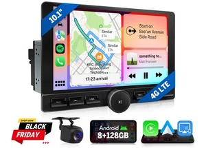 2 DIN 10.1" QLED Android 13 8+128GB 8Core Car Radio Stereo GPS CarPlay Head Unit - Picture 1 of 30