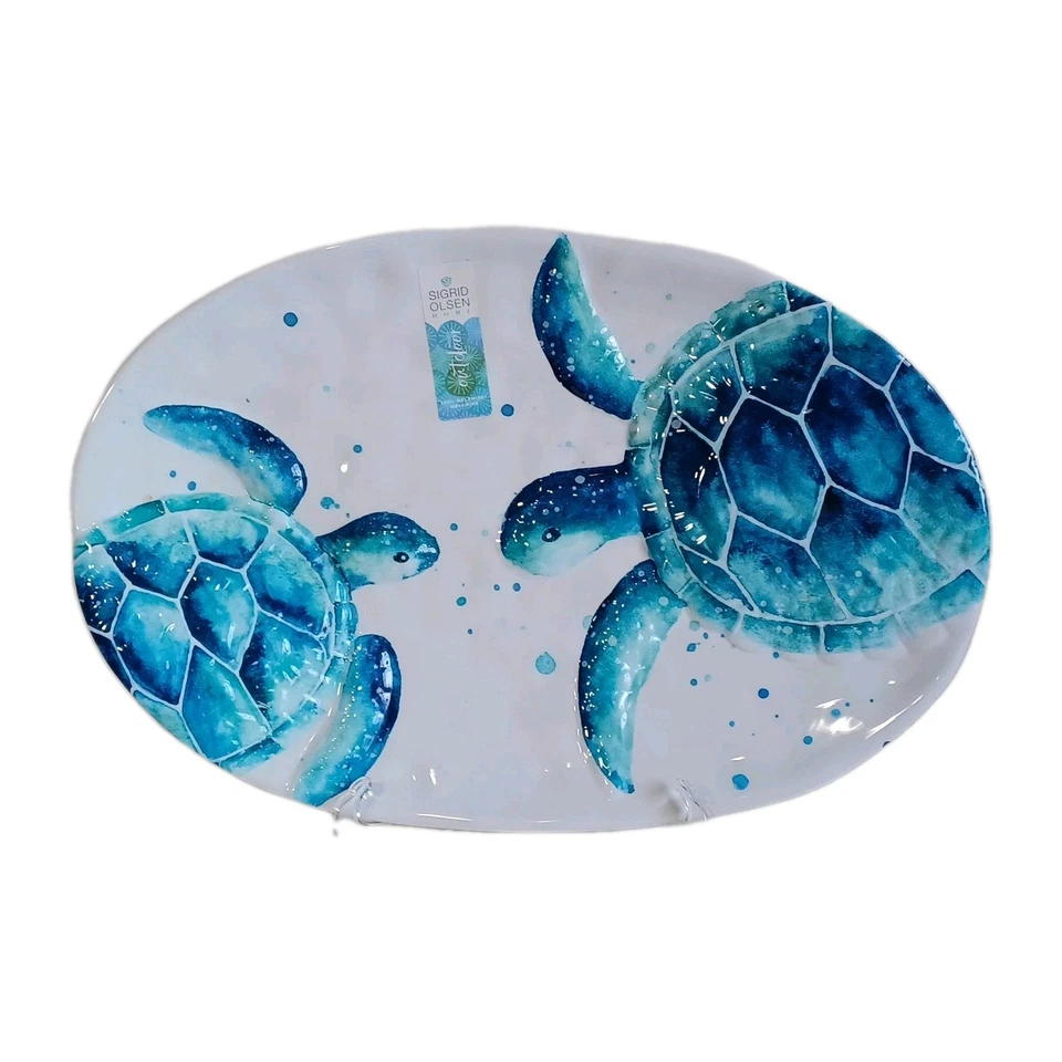 Plato Costero Sigrid Olsen Home Tortuga Marina, Melamina, 17" X 11.5", Nuevo Foto 1 de 1