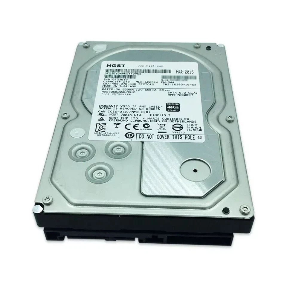 Hitachi Ultrastar HUS726020ALN610 7K6000 2 ТБ 7200 об/мин SATA 6 ГБ/с 128 МБ - Изображение 1 из 1
