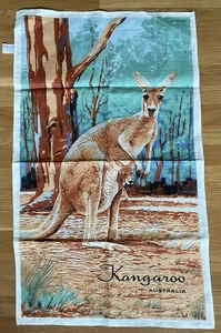 Vintage Neil 100% Leinen Känguru Tee/Geschirrtuch Australien Souvenir NEU - Bild 1 von 5