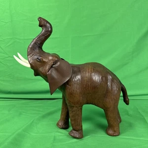 Lederummantelter Elefant groß 34 Glasaugen handgefertigt Statue Figur - Bild 1 von 9