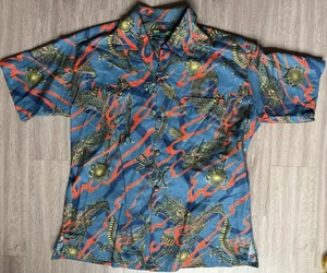 Moon Dog Shirt Mens Hawaiian Shirt Large Tatsu Dragon Handmade Made In USA - Picture 1 of 5