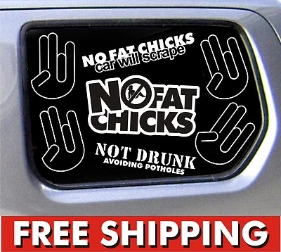 X7 JDM Vinyl Sticker Pack White Fat Chicks Not Drunk Funny decal set car ill for - Image 1 of 4