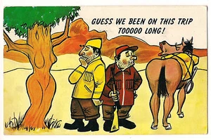 Men, Hunters GUESS WE BEEN ON TRIP TOO LONG SEX, Sexy COMIC Postcard Humor - Picture 1 of 1