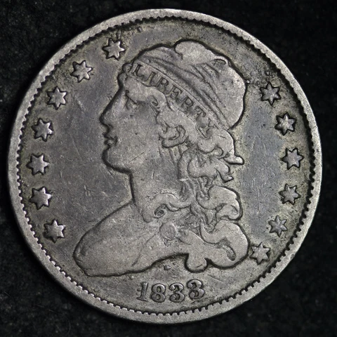 1833 Capped Bust Silver Quarter CHOICE VF FREE SHIPPING E290 QCNM Cover