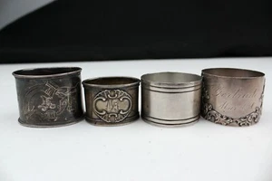 Vintage Estate Sterling Silver Napkin Rings Set of 4 - Bild 1 von 2