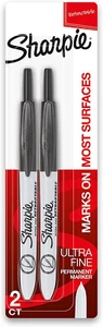 SHARPIE Retractable Permanent Markers, Ultra Fine Point, Black, 2 Count - Picture 1 of 7