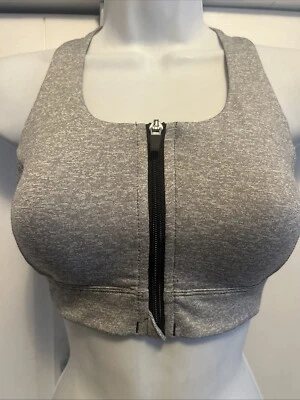 Sujetador deportivo Tek Gear Med Support gris/negro con cremallera frontal trasero talla pequeño nuevo sin etiquetas Foto 1 de 4