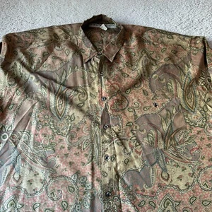 Nine Twenty East Shirt Mens Extra Large Brown Silk Paisley Long Sleeves - Picture 1 of 11