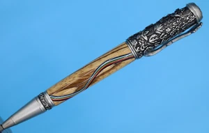 Regalos para mamá bolígrafo botánico en madera antigua de peltre y cebra + habichuelas de frijol - Imagen 1 de 12