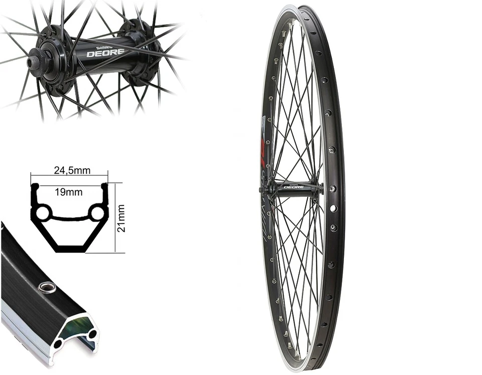 Vorderrad 28" MTB Hohlkammer Shimano Deore HB-T610 V-BRAKE Laufrad schwarz geöst - Bild 1 von 1