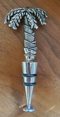 Lindo tapón de vino de acero inoxidable moldeado palmera tropical Foto 1 de 3
