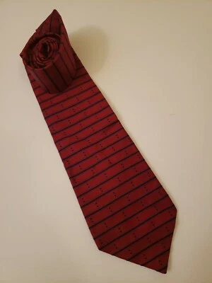 Corbata para hombre Lord & Taylor roja negra a rayas punteada seda hecha en EE. UU. Foto 1 de 4