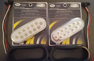 (2) 12 LED AMBER Trux Dual Revolution 6" Oval Clear Lens Tail Turn Back-Up Kit - Picture 1 of 7