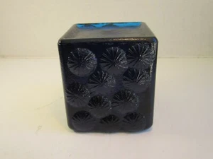 VTG Heavy Square Dark Blue Blenko Glass Candle Holder - Picture 1 of 8