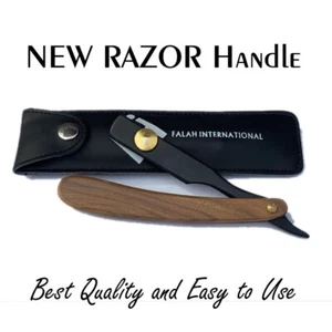 Friseur schwarz & GOLD Holzgriff gerade Rasiermesser Halsschnitt Klappmesser - Bild 1 von 4