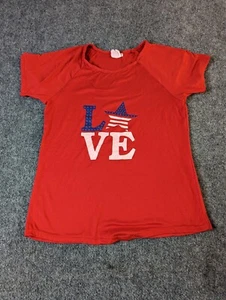 Womens Size S Catherine Malandrino Short Sleeve Patriotic Shirt Red - Picture 1 of 7