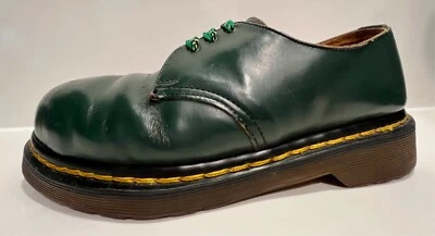 Sapato Gibson DR. MARTENS BIQUEIRA DE AÇO VERDE FEITA NO REINO UNIDO EUA TAMANHO 8 PUNK SKA Oi! - Imagem 1 de 4