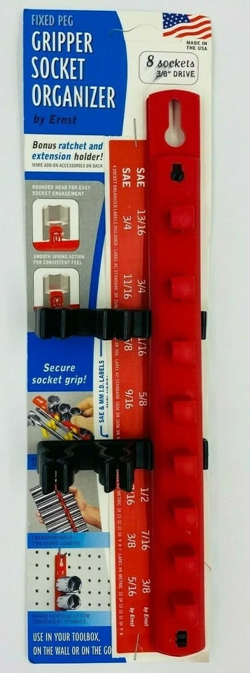 Ernst 8040 3/8" Dr. Organizador fixo "Gripper" 8 soquetes VERMELHO - Imagem 1 de 1
