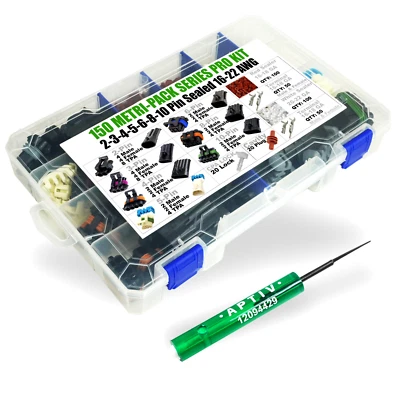 504PCS Metri-Pack 150 Series 2,3,4,5,6,8,10 PIN Connector w/16-22 AWG w/Tool - Image 1 of 4