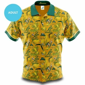 Australian Wallabies Hawaiian Button Up Polo T Shirt Sizes S-5XL! - Picture 1 of 3