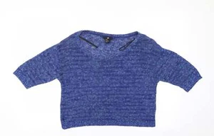 H&M Womens Blue Acrylic Blend Basic T-Shirt Size XS Crew Neck - Picture 1 of 12