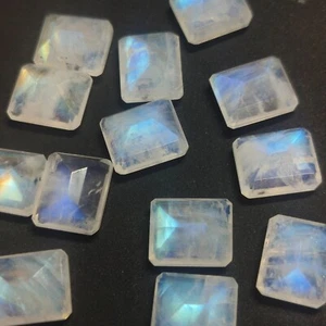 Natural Rainbow Moonstone Faceted Cut Octagon Shape AAA Quality Gemstones - Picture 1 of 10