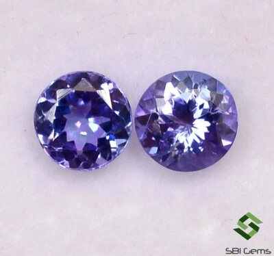 0.65 Cts Certified Natural Tanzanite Round Cut Pair 4.25 mm Lustrous Gemstones - Image 1 of 4