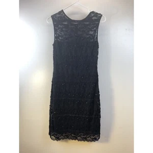 Onyx Nite Women's Beaded Sleeveless Dress 12 Black E15 - Picture 1 of 8