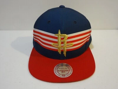NBA Houston Rockets Snapback Sombrero Mitchell & Ness NUEVO SIN ETIQUETAS EE. UU. Estrellas y Rayas Foto 1 de 4