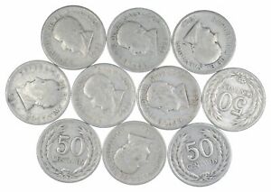 Lot of 10 El Salvador 1953 50 Centavos Silver Coin Lot Rare one Year Issue *483