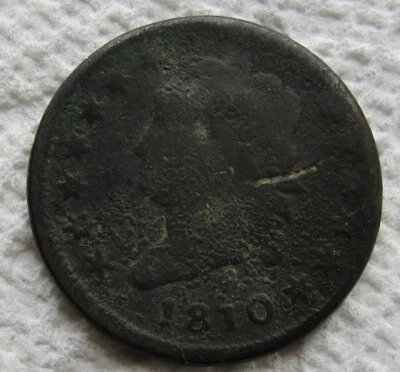 1810  Classic Head Large Cent Rare Key Date Type Coin VG Corroded Scratched coin - Image 1 of 3